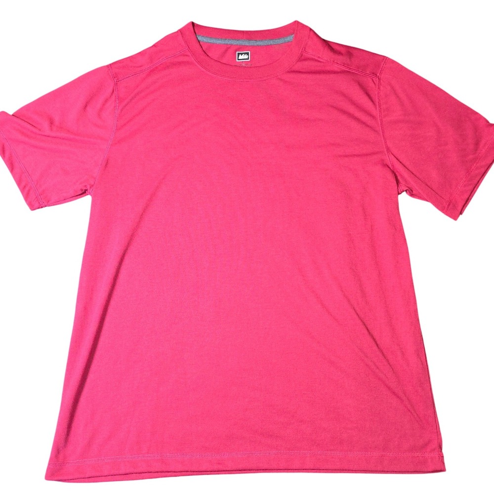 REI Men L Maroon Red Short Sleeve Sahara tshirt Cotton Feel Pack Friendly